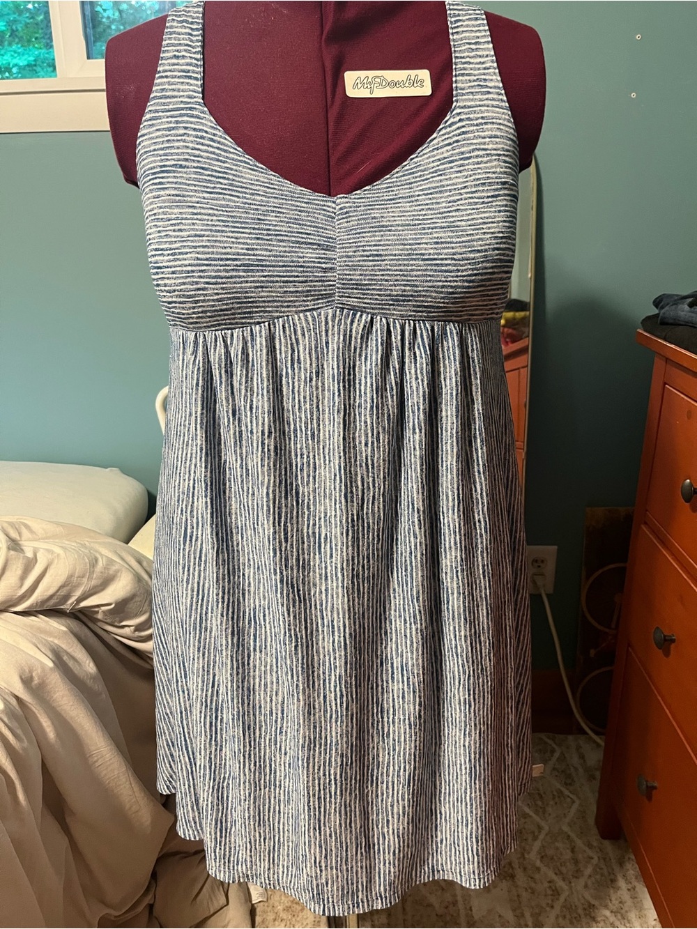 Universal Thread Blue and White Striped Sleeveless Mini Dress
